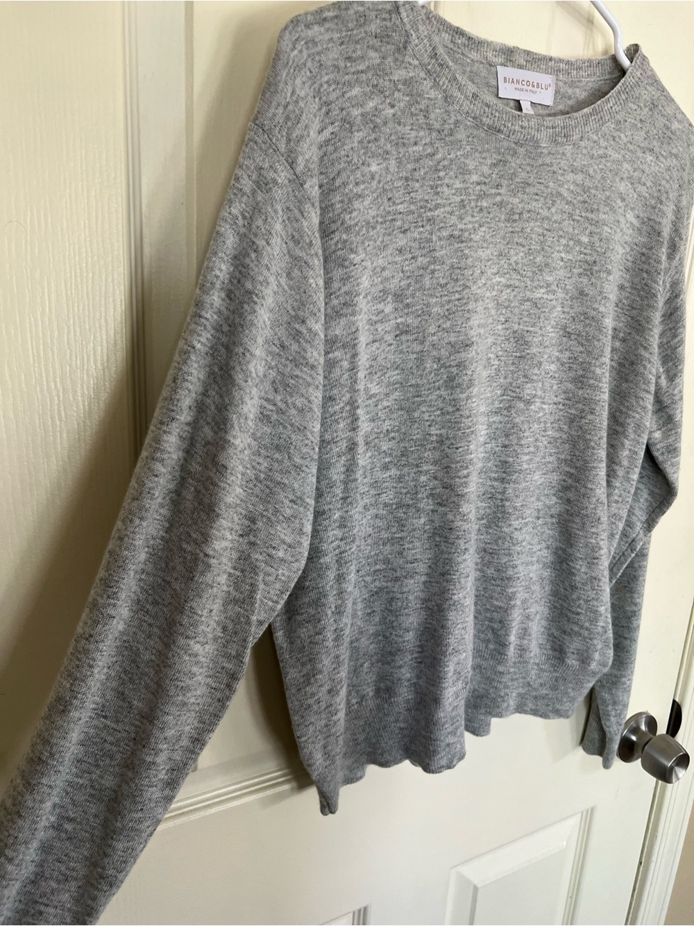 Bianco & Blu Made in Italy Cashmere Silk Blend Gray Knit Sweater Large - Picture 4 of 8